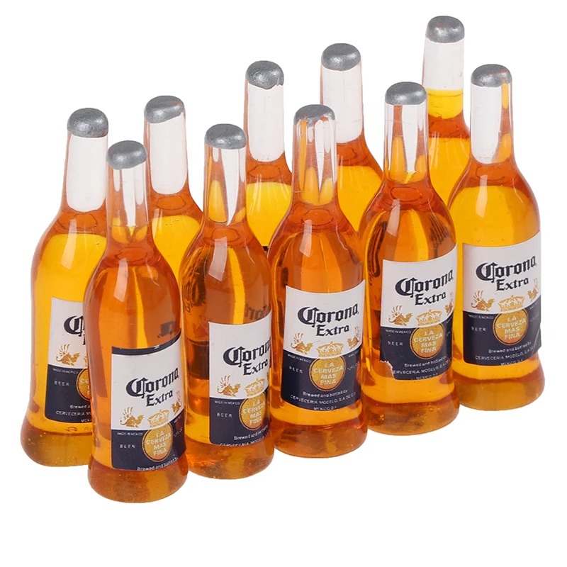 Wine Beer House - 10 個 1:6 ドールハウスミニチュア樹脂ビール瓶シミュレーションワインボトルモデルドールハウスアクセサリー子供のおもちゃ