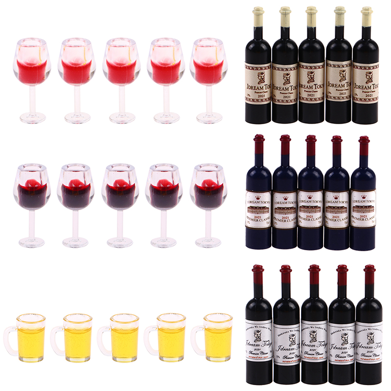 Wine Beer House - 新しいファッション高品質 5 個 1:12 ドールハウスミニチュアワインカップビールマグワインボトルモデル家具家の装飾おもちゃ