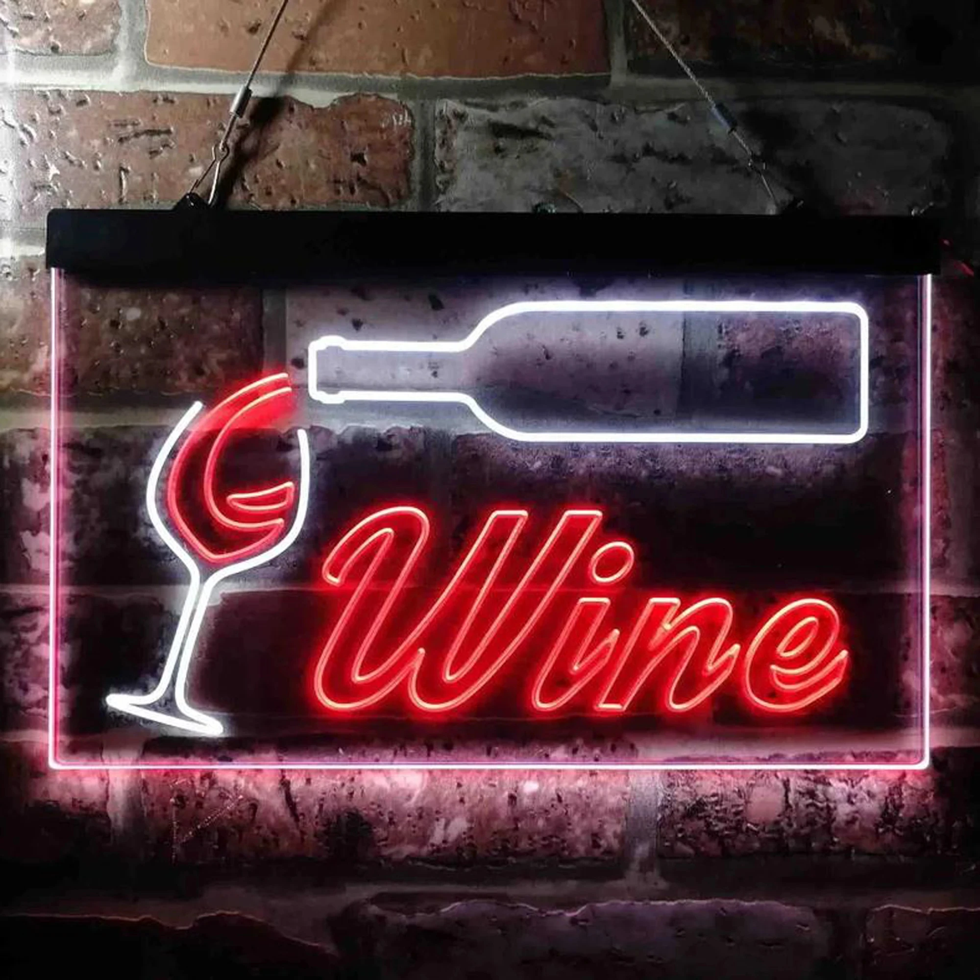 Wine Beer Pub - 壁の装飾,吊り下げ,芸術的な壁の彫刻,ワインバー,ビール,パブ,飲み物,ガラス,カップ,2色LEDネオンサインボトル