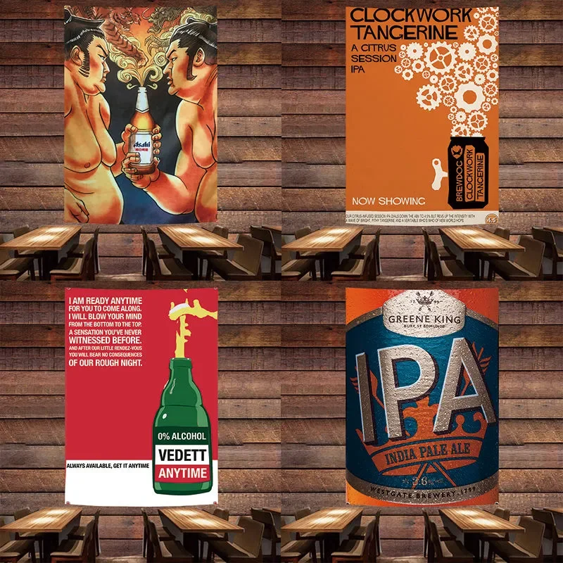 Wine Beer Pub - タペストリー,壁画,ステッカー,ビール,ワイン,カクテル,バー,パブ,クラブ,男性のためのキャンバスに絵を描く旗