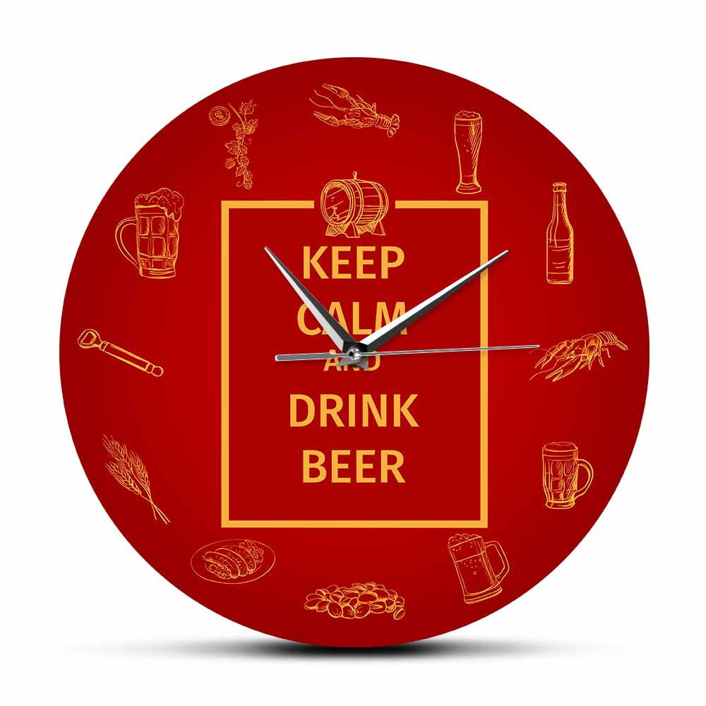 Wine Beer Pub - 落ち着いてビールワインを飲む壁掛け時計 パブ、バー、レストラン用 静音壁掛け時計 キッチンアート ブリティッシュホームデコレーションクロック