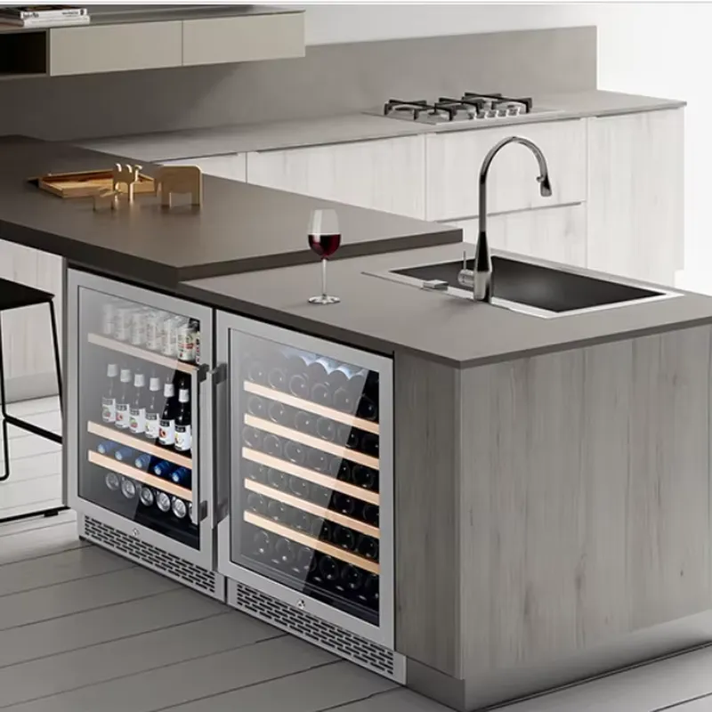 48本収納 ワインクーラー デュアルガラスドア ビールクーラ - Wine Beer Fridge Cabinet のレビューと価格