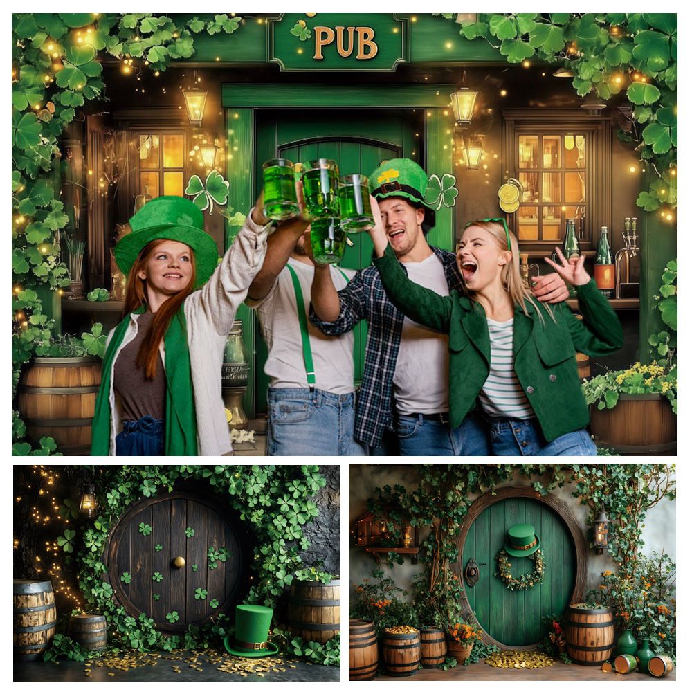 聖パトリックの日背景幕 グリーンクローバー パブ ワイン樽  - Wine Beer Pub のレビューと価格