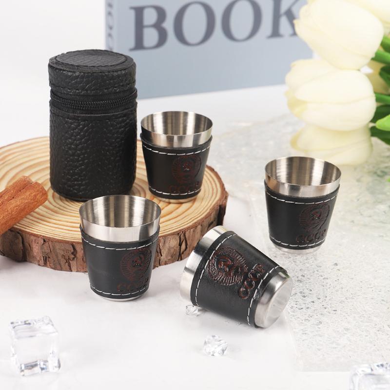 4個セット アウトドアトラベルカップ ステンレス製カップ P - Whisky Beer And Wine のレビューと価格