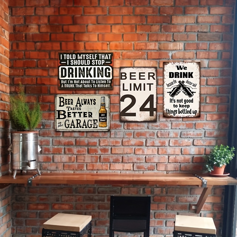 ヴィンテージビールとワインのメタルサイン4枚セット - マン - Wine Beer Pub のレビューと価格